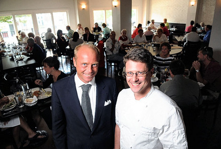 Manager Joachim Ohlin, left, and food/beverage director Ed Moro have turned the Divine Kitchen-Bar at Seneca Falls’ Hotel Clarence into the latest Finger Lakes restaurant with an emphasis on fresh, local flavors.