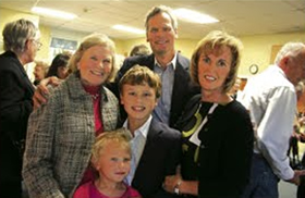 Marjorie W. Walters, who received a Career Achievement Award from Otsego 2000, was joined by son, Rick, New Hartford, his wife, Cathy, and their children, Blake and Avery, at the reception.